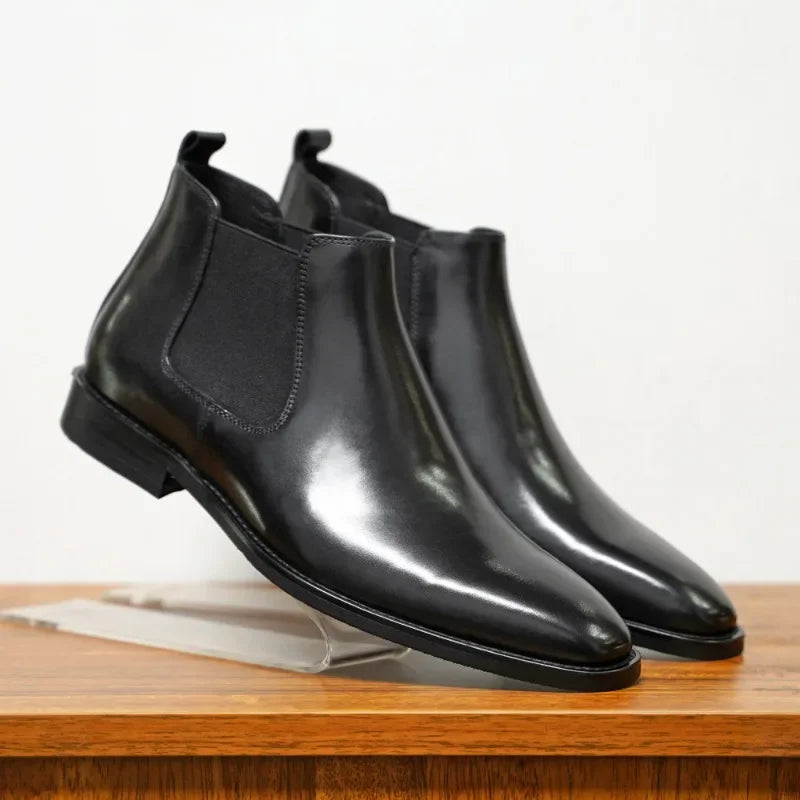 New Chelsea Boots Men Shoes PU Brown Fashion Versatile Business Casual British Style Street Party Wear Classic Ankle Boots 38-48