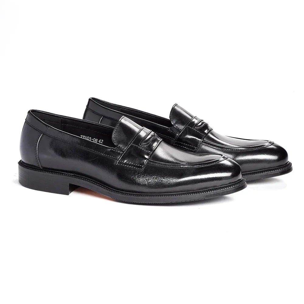 Men's Formal Leather Shoes British Style Oxford Loafers Round Toe Breathable Non-Slip Business Dress Wedding Office Casual Shoes