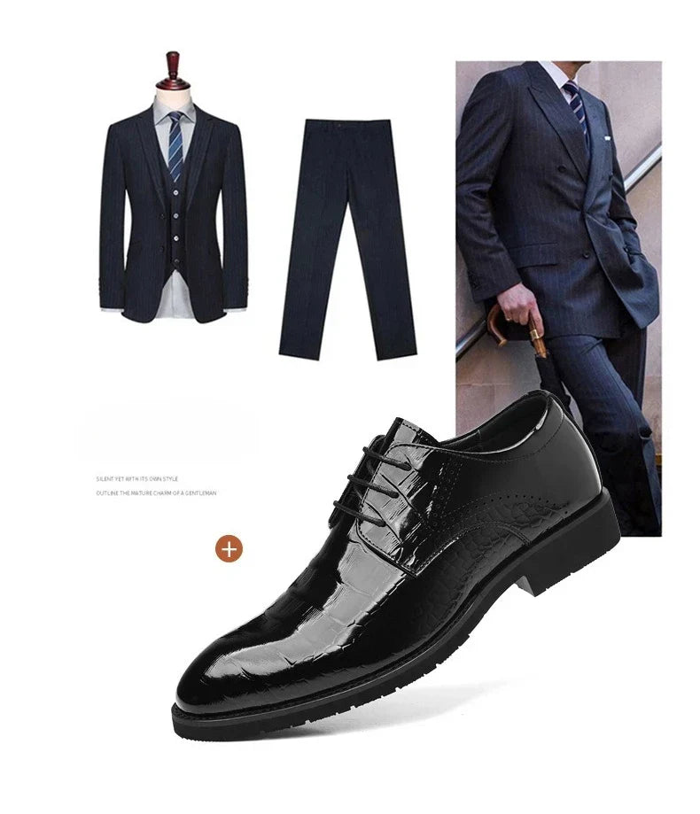 New Designer Autumn Collection British-style Men's Dress Shoes Fashion Patent Leather Commuter Shoes Male Black Casual Shoe Man