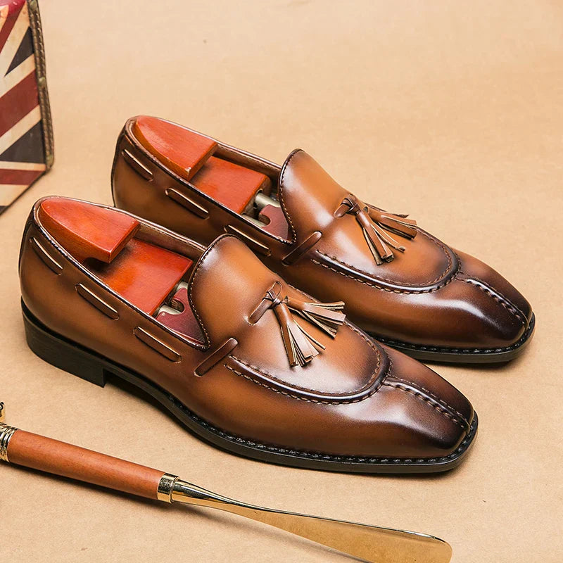 Fashion Shoe Office Shoes for Men Casual Shoes Breathable Leather Loafers Mens Driving Moccasins Comfortable Slip on 2023 Brown