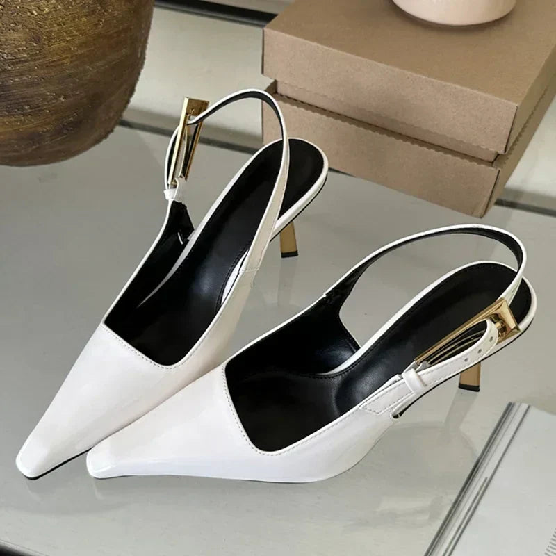 2025 Summer New Band Women Pumps Shoes Fashion Shallow Slip On Slingback Sandals Thin High Heel Dress Sexy Pumps Shoes
