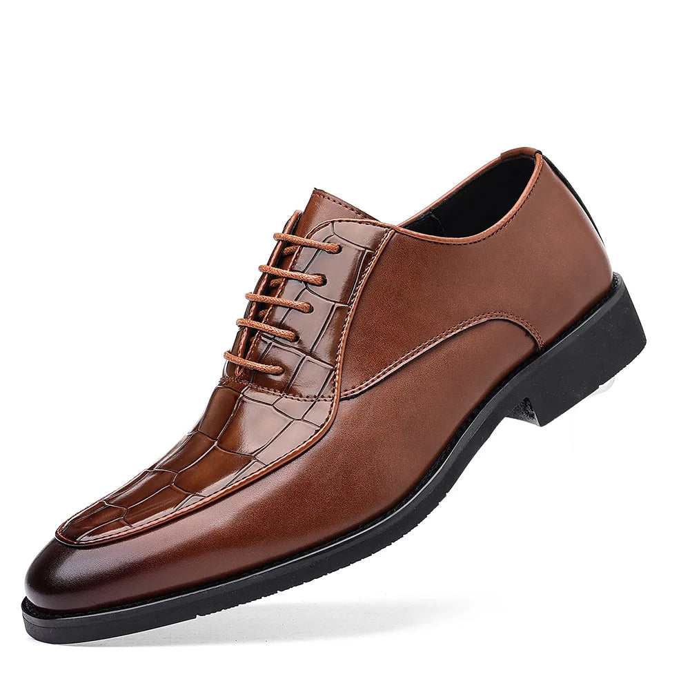 حذاء رجالي كاجوال كاروهات كلاسيكي للعمل، حذاء زفاف بنعل ناعم مقاس كبير للرجال، حذاء رجالي جلد برباط مصمم لربيع وخريف