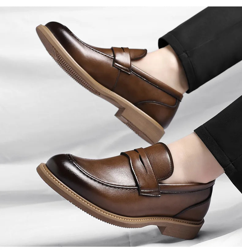 British Style Business Casual Shoes for Man Spring Autumn New Designer Leather Shoes Male Solid Color Men's Dress Elegant Shoe