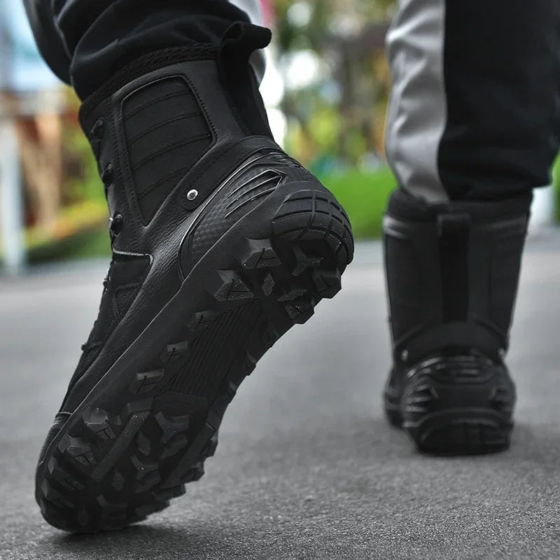 Motorcycle Boots Men Moto Riding Boots Four Seasons Breathable Motorcycles Shoes Motorbike Chopper Cruiser Touring Ankle Shoes