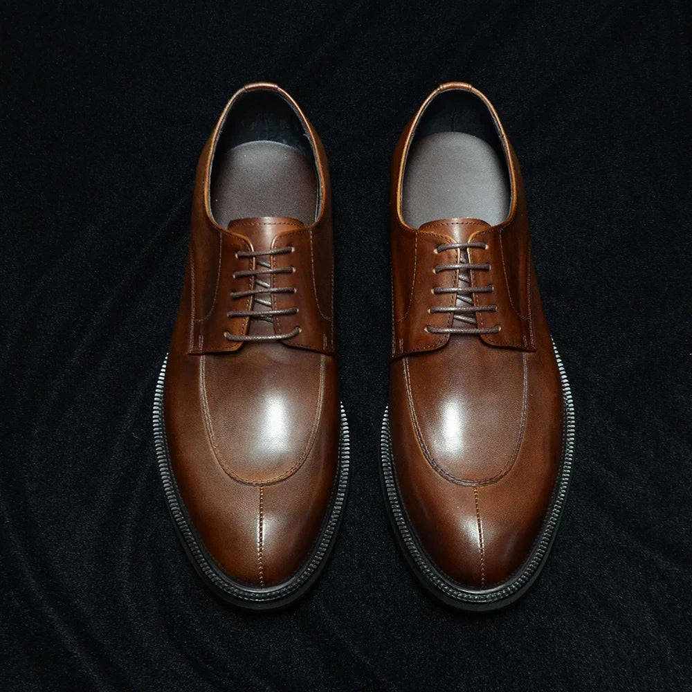 Luxury Handmade Wedding Party Men's Dress Shoes Cow Genuine Leather Lace-up Oxfords Derby Formal Business Social Male Footwear