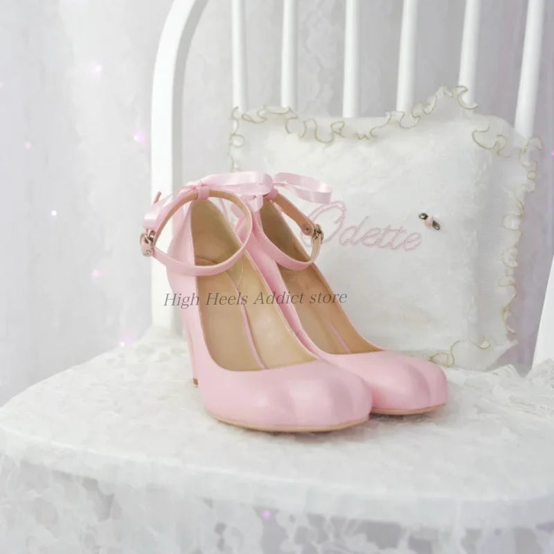 Women's Cat Paws leather High Heels black/pink/white Lolita 8.5cm pumps ankle straps party cute girl's Ballet Mary Jane shoes