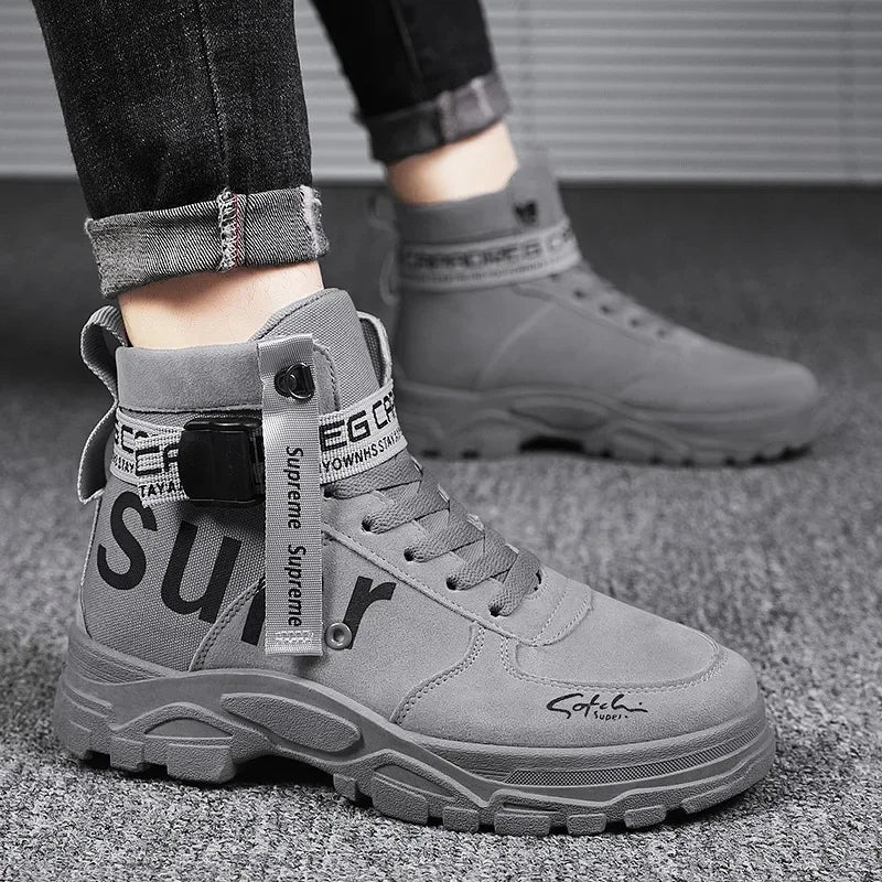 Men Boots 2026 New Versatile in Summer Round Toe High Top Leather Boots Man Sports Boots Men's Shoes