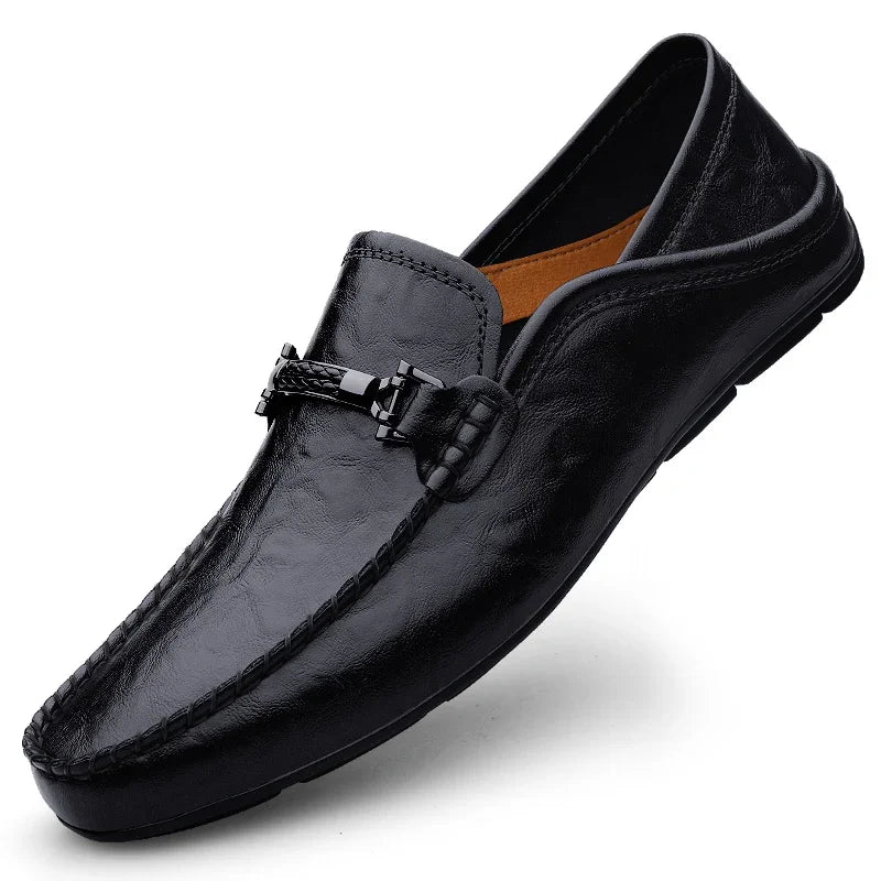 أحذية رجالية صيفية كاجوال مجوفة ومسامية للقيادة أحذية رجالية عالية الجودة للأعمال لعام 2024 أحذية لوفر جلد طبيعي
