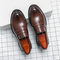 Platform Wedding Brogues Shoes For Men Classic Office Social Men's Dress Leather Shoes Formal Casual Business Loafers Male