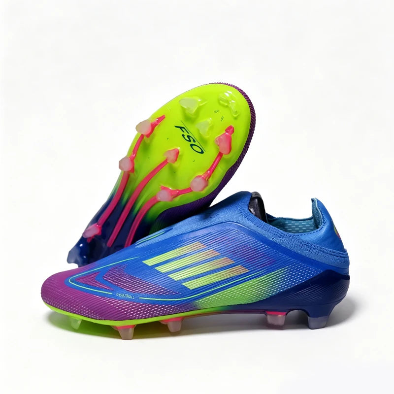 F50 High Quality Mens Football Boots FG/TF Without-lace Training Studded Fast Soccer Cleats Non Slip Football Shoes Boys 35-45