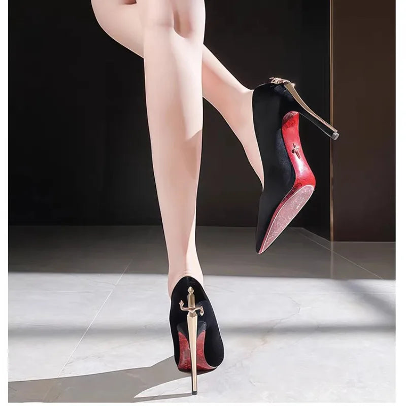 Designer Women Shoes Luxury Scepter Golden Sword High Heels 2026 Fashion Queen Pointed Head Stiletto High Heels Zapatos De Mujer