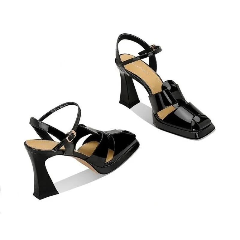 Summer New Women High Heels Designer Sandals Platform Solid Color Shoes Leather Sexy Stilettos Elegant Party Dress Banquet Pumps