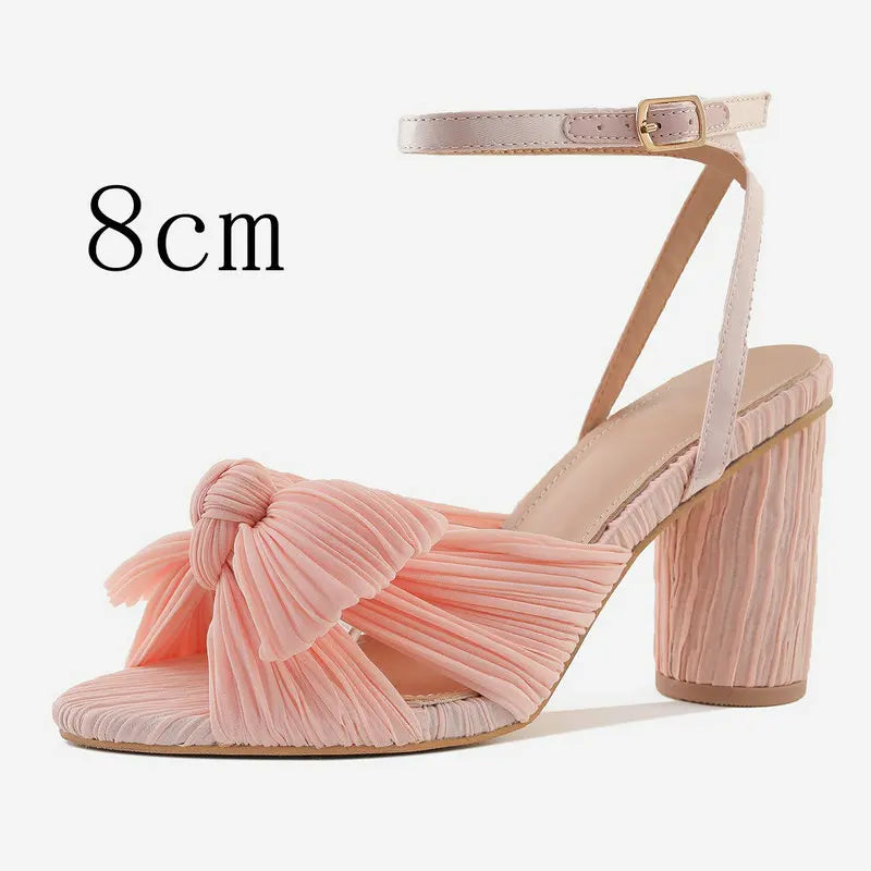 2026 Fashion Women Sandals with Thick Bow Fairy Silk Sandals Retro Fairy Shoes Lady Zapatos Super-high Heel