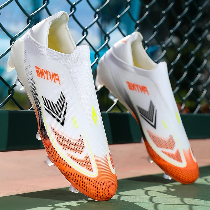 Summer Dopamine Football Shoes for Male and Female Students, Long-Spiked, Laceless, Non-Slip, Wear-Resistant, Natural Turf Training Shoes