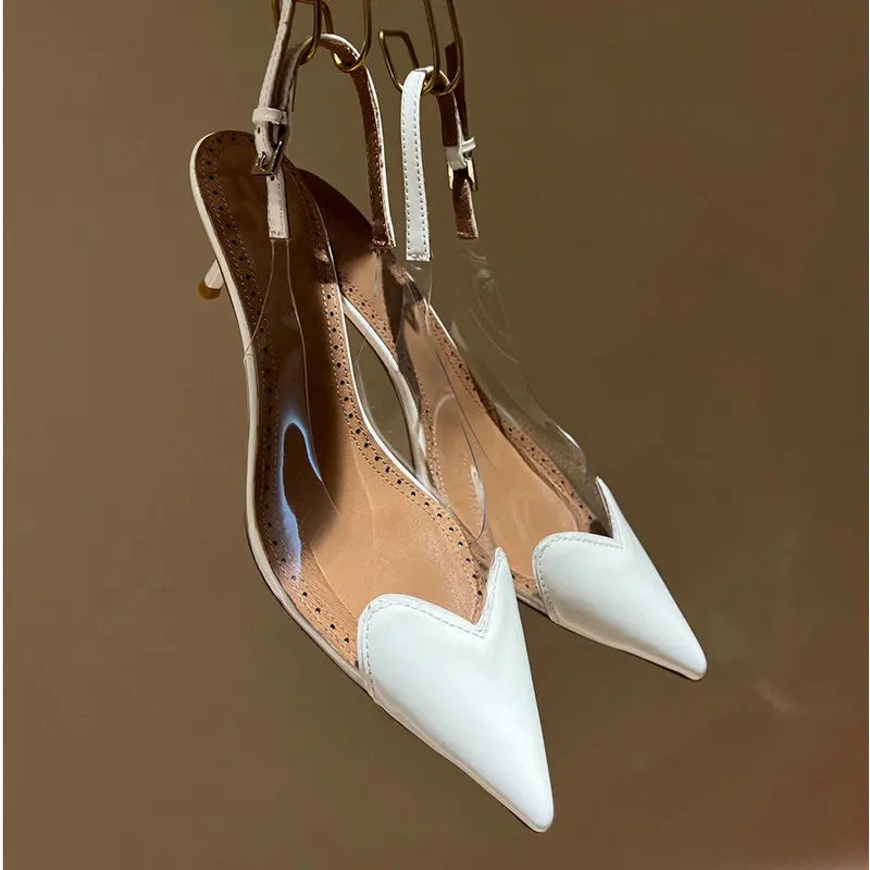 Fashion Heart Design Women Pumps Sexy Pointed Toe Clear High Heels Wedding Prom Shoes PVC Transparent Sandals Party Pumps