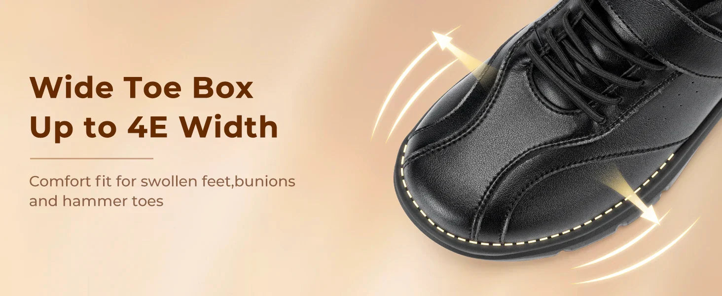 Men Wide Walking Shoes Casual Comfortable Oxford Shoe Lightweight Arch Support Non-Slip Leather Business Sneakers