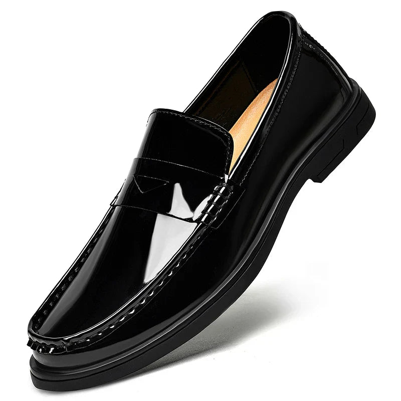 2026 New Men's Patent Leather Penny Loafers Slip On Design Soft Cushion Insole Wear Resistant Sole Business Wedding Party Shoes