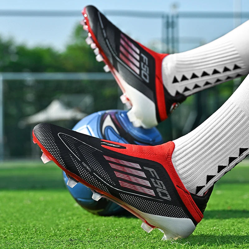 Without-lace Mens Football Boots Youth FG Professional Training Studded Fast Soccer Cleats Non Slip Football Shoes for Boys F50
