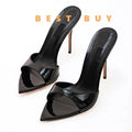 2024 Designer Summer Sandals Stilettos Sexy Woman 12cm Pointed peep Toe Thin High Heels Slippers OL Vacation Ladies Dress Shoes