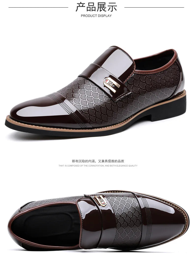 New Designer Patent Leather Wedding Shoes for Men Solid Color Business Casual Shoes Male Spring Autumn Fashion Dress Shoes Man