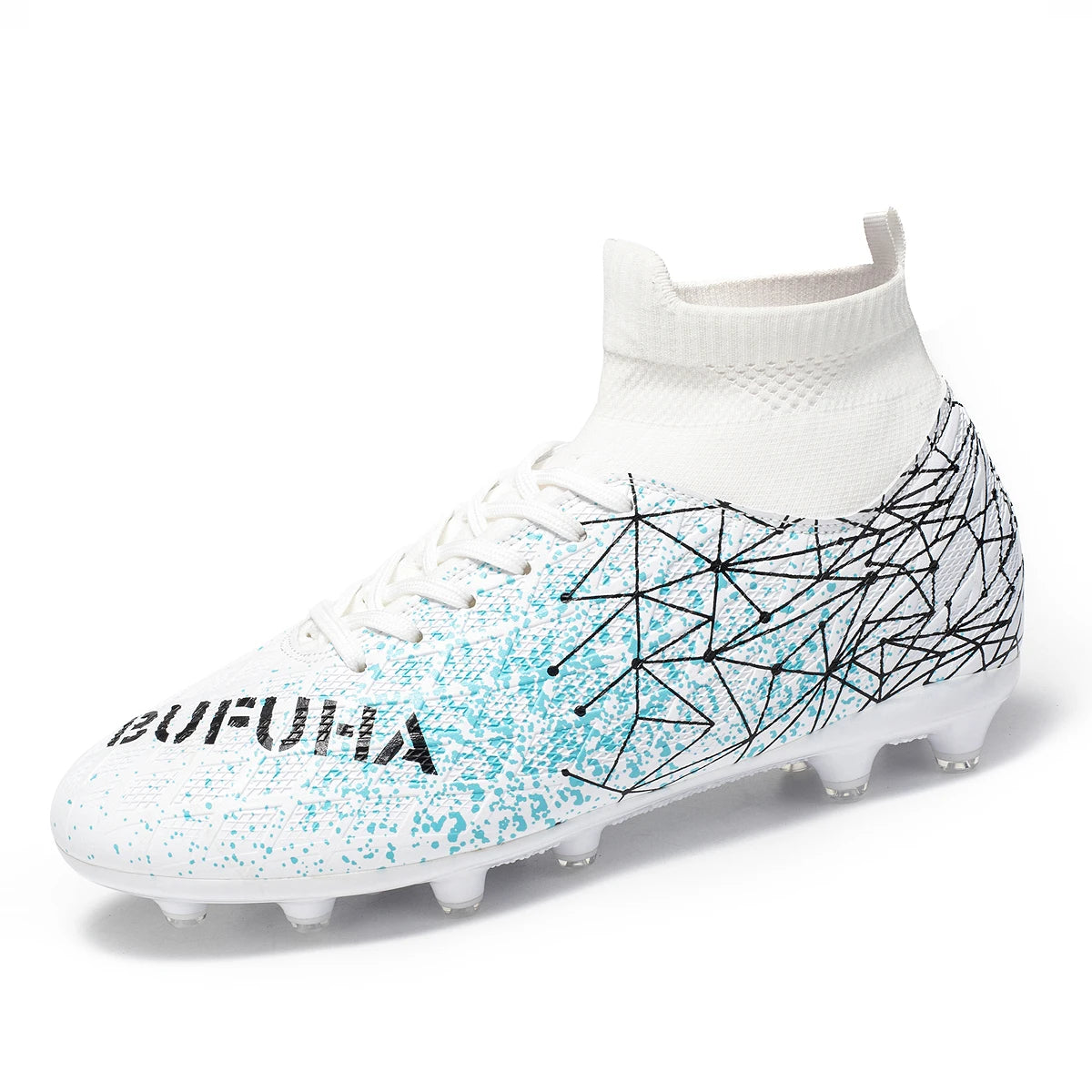 AG FG Long Studs Soccer Shoes PU Fabric Blend Upper TPU Tough Sole Strong Grip Wear Resistant for Men Women Youth Matches