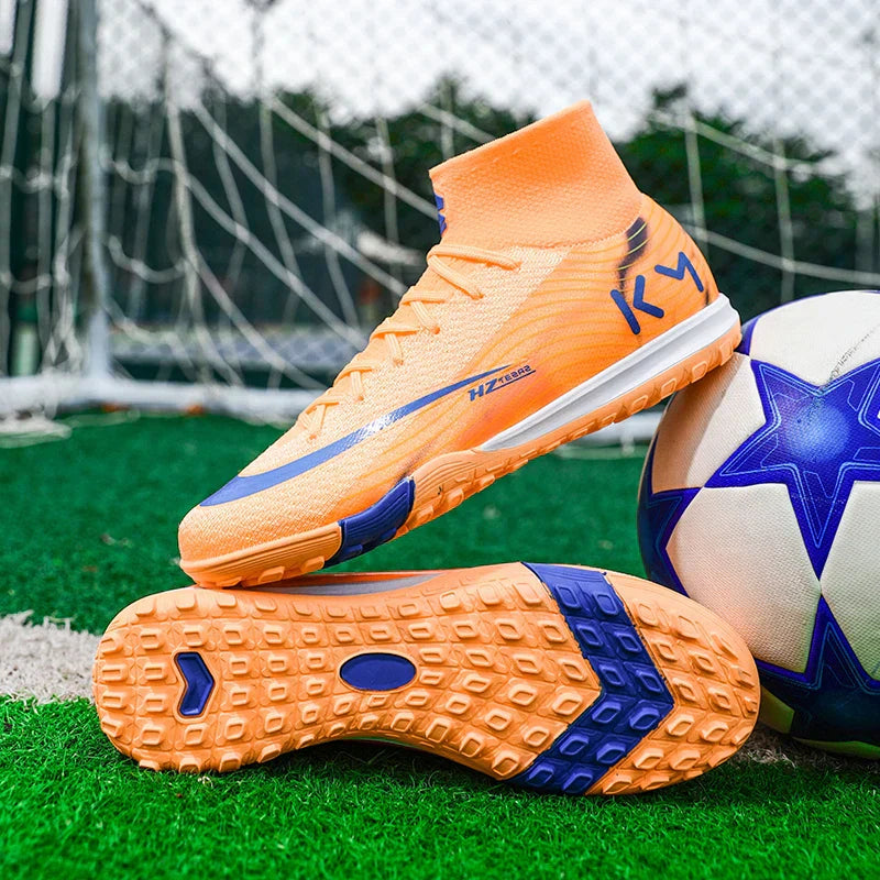 New Men Soccer Shoes Boys Cleats Adult Outdoor Breathable Football Boots Training Sport Long Spikes Non Slip Match Comfortable
