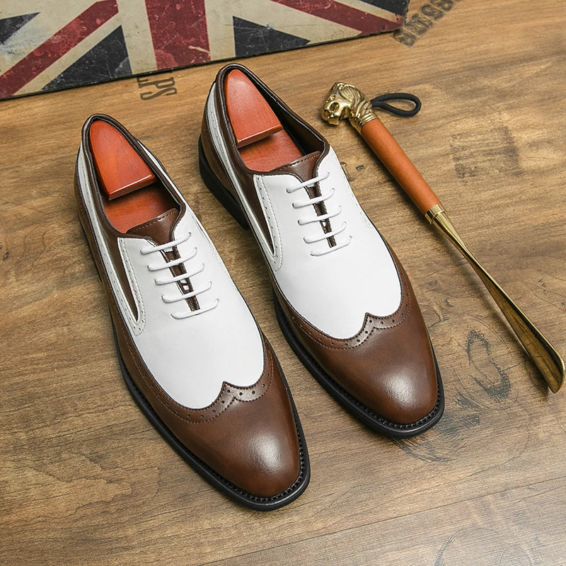 Spring black white leather shoes for men High quality wedding Dress shoes Business office loafers men shoe Luxury designer shoes
