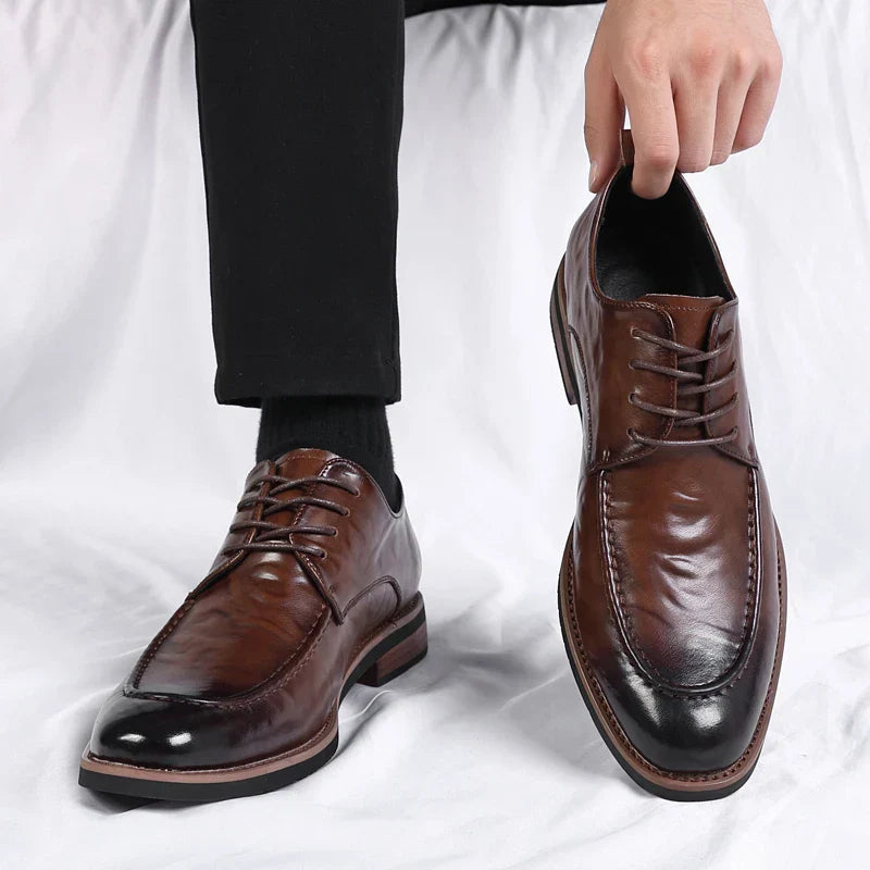 Italian Design Men's Oxford Business Shoes Formal Casual Leather Laces Lace-Up Anti-slip Flat Designer Shoes Comfy Walking Shoes
