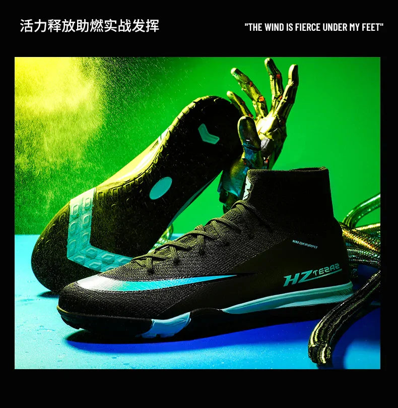 New Men Soccer Shoes Boys Cleats Adult Outdoor Breathable Football Boots Training Sport Long Spikes Non Slip Match Comfortable