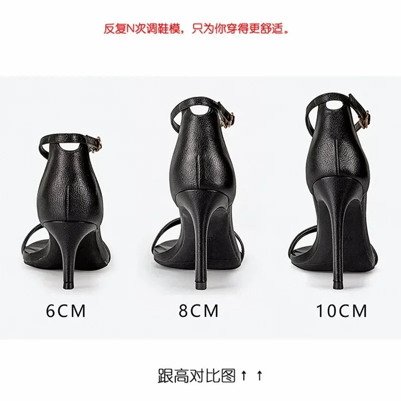 Women Sandals Silver High Heels Leather Peep Toe Pumps Woman Party Shoes Plus Size 33 42 2024 Spring Summer Fashion New