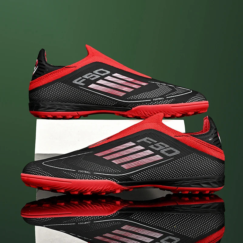 Without-Lace Mens Soccer Shoes f50 SLIP-ON Non-Slip Turf Soccer Cleats TF BOYS FG Training Football Boots Chuteira Campo 35-45