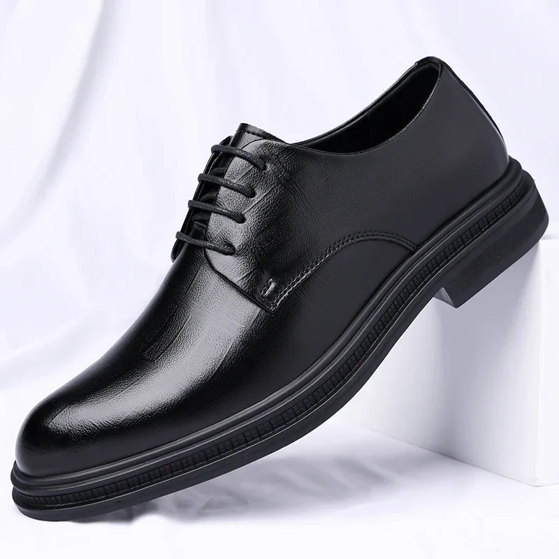 Men's Formal Leather Shoes Lace Up Breathable Non-slip Rubber Sole Lightweight Comfortable Dress Shoes Office & Special Occasion