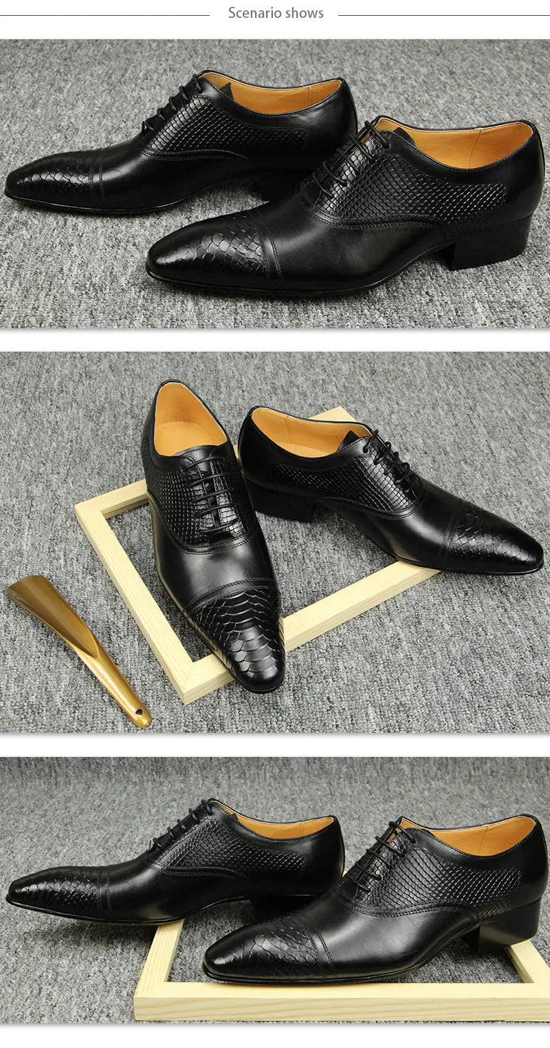 High-end Handmade Leather Shoes Men's Fashion Carved Brogue Shoes British Breathable Business Formal Shoes Pointed Oxford Shoes