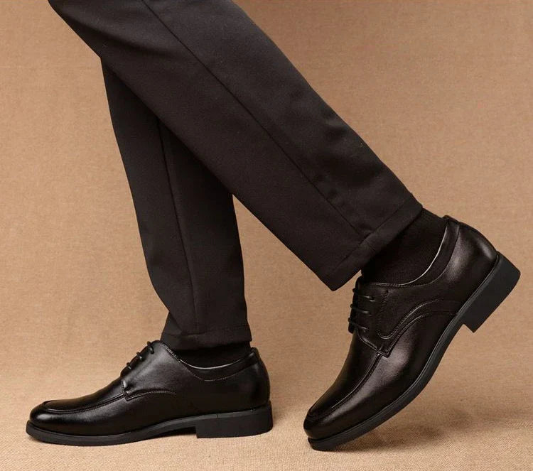Office Men's Leather Derby Shoes Flat Black Male Casual Shoe Lace Up New in Promotion Adults Fashion 2025 Classic Original Trend