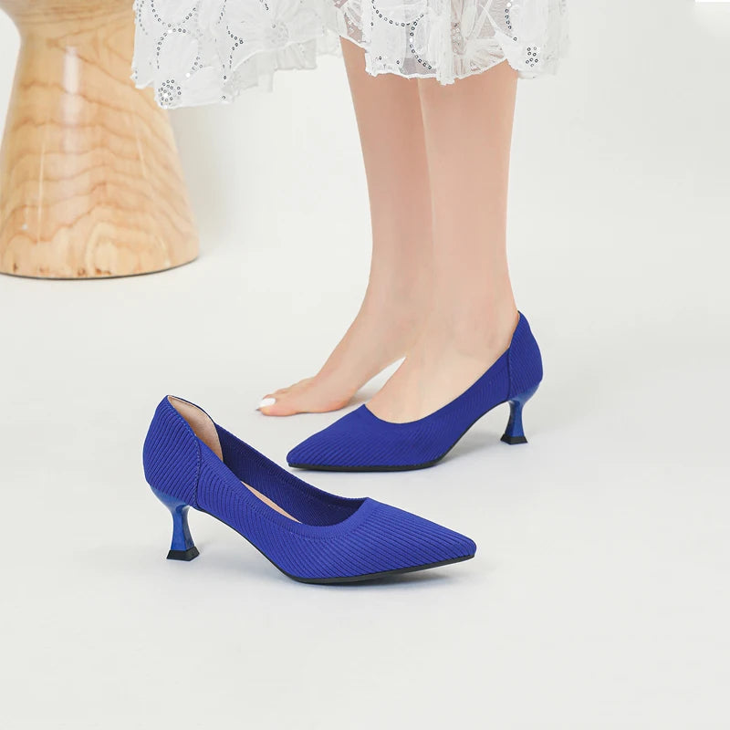 Women's High Heels Fashion Pattern Soft Knitted Comfortable Breathable Shoes 2026 New (6cm High)