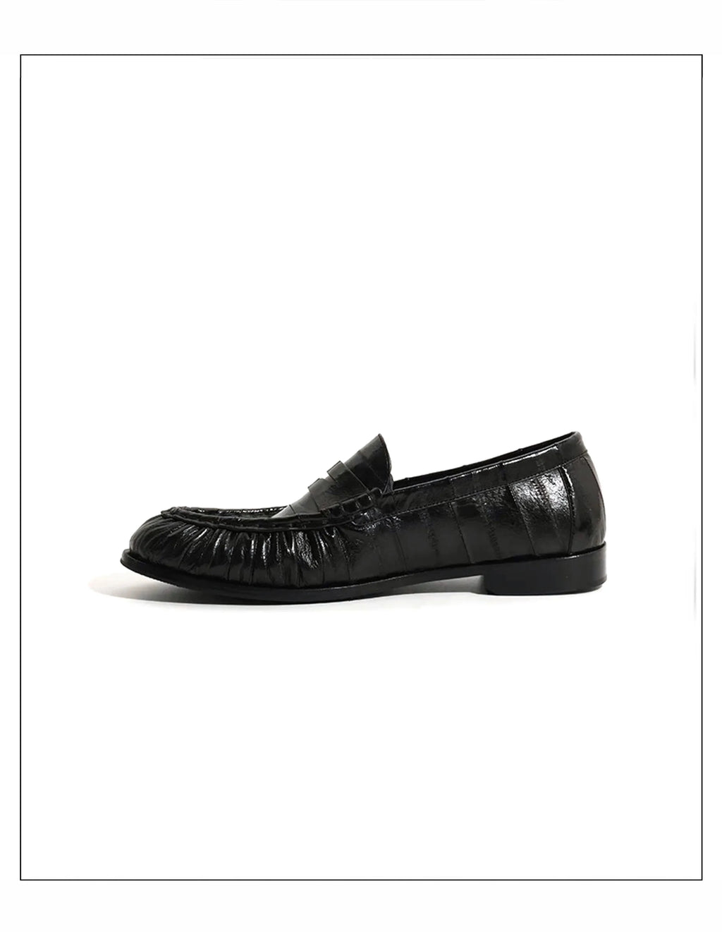 Loafers for men's eel skin pleated design a top layer cowhide slip in formal dress shoe suitable for casual work and commuting
