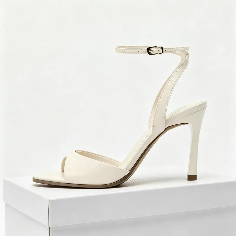 Elegant Ankle Strap High Heels Ladies Square Toe Fashion Party Dress Shoes Office Hollow Sexy Designer Brand Sandals Women Pumps