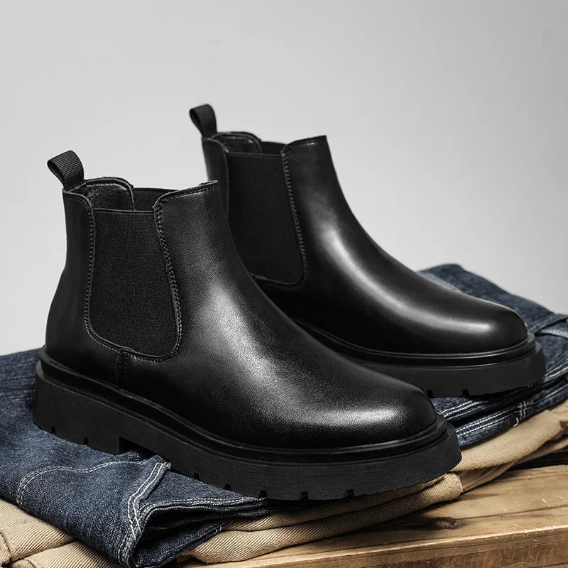 Unisex Chelsea Boots Breathable Lining Soft Cushion Vintage Elastic Ankle Boots For Business Casual Lightweight Comfort