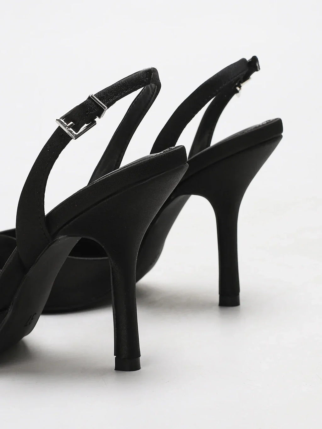 Women's Ivory Satin Pointed-Toe Slingback Heeled Sandals