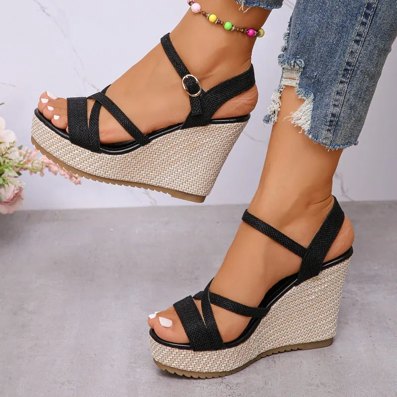 Fashion Wedges Shoes Women Summer Platform High Heel Female Buckle Sandals Sexy Bohemia Style Mujer Women's Sandals 2024