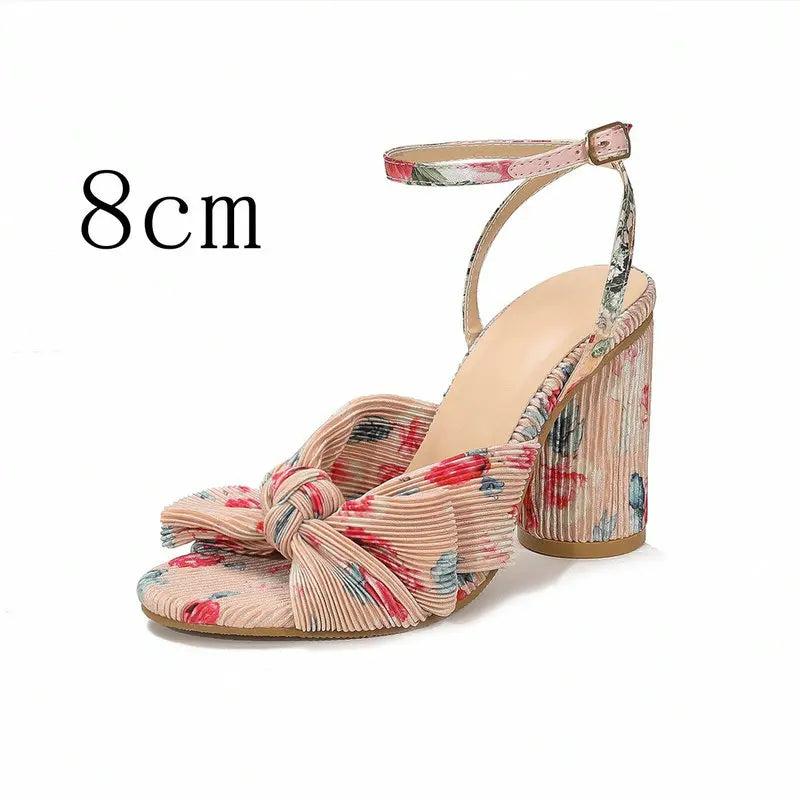 2026 Fashion Women Sandals with Thick Bow Fairy Silk Sandals Retro Fairy Shoes Lady Zapatos Super-high Heel