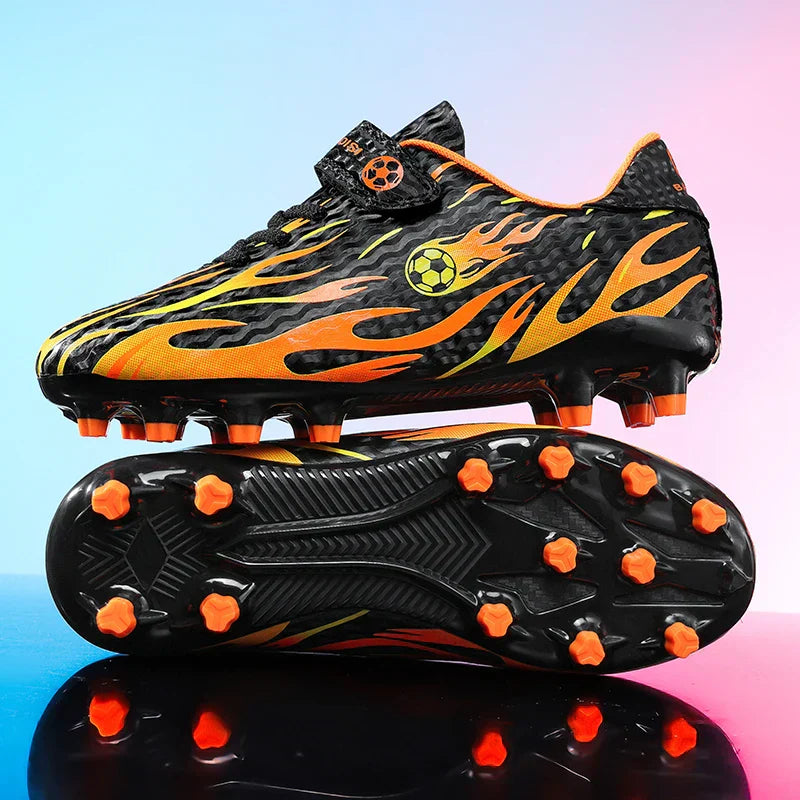 Kids Youth Soccer Shoes Boys Girls Football Cleats Velcro TF FG Training Sneakers Non-Slip Grass Artificial Grass Sport Boots
